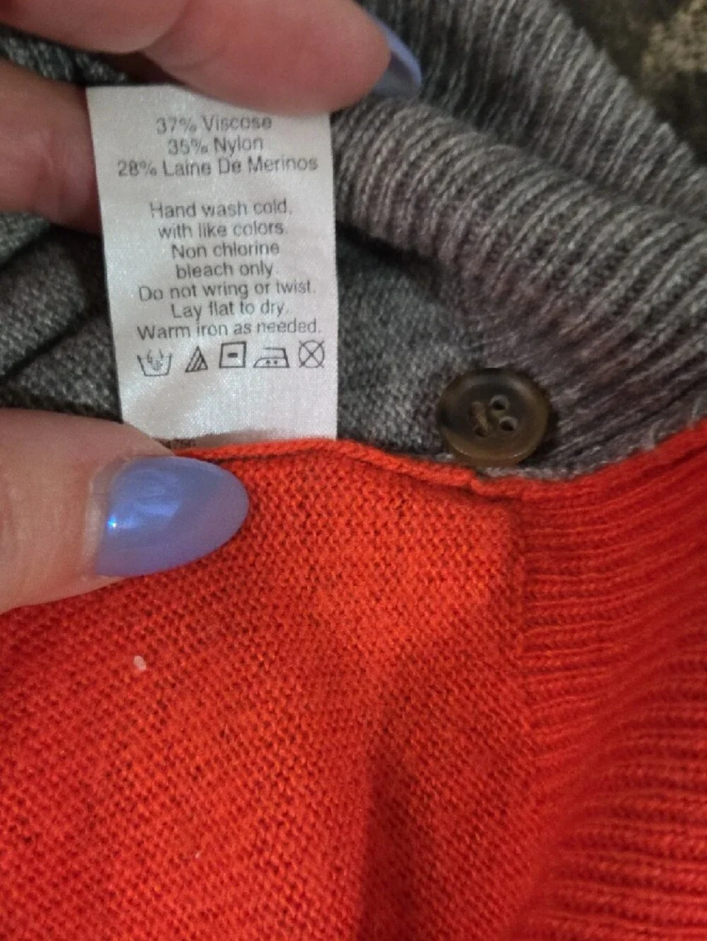 J. Crew Gray Crewneck Sweater with Orange Accent